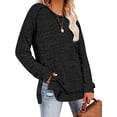 thumbnail image 2 of SHIBEVER Long Sleeve Tops For Women Fall Round Neck T Shirts Fashion Workout Split Tunics Tops Casual Cute Loose Fit Pullover Tops Blouses Black, 2 of 5