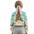 thumbnail image 2 of COEQINE Dropped Shoulder Girls Crop Top, Long Sleeve Oversized Sweatshirt, Soft Crewneck Fall Pullover for Kids Casual Wear Age 11-12, Sea Turtle Starfish Beach, 2 of 7