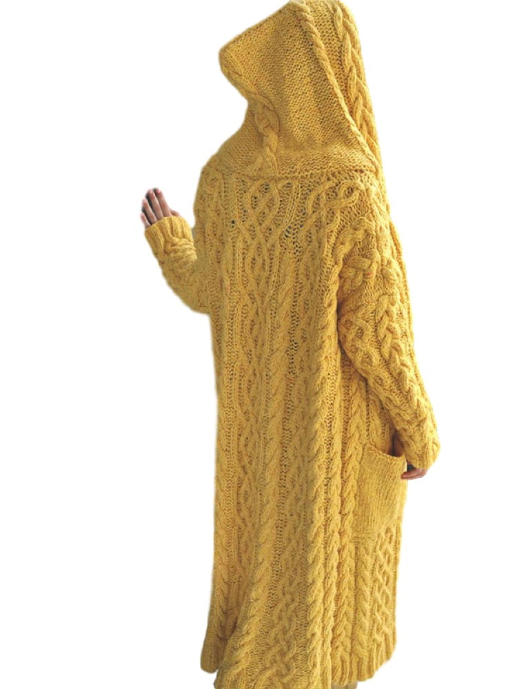 yellow hooded cardigan
