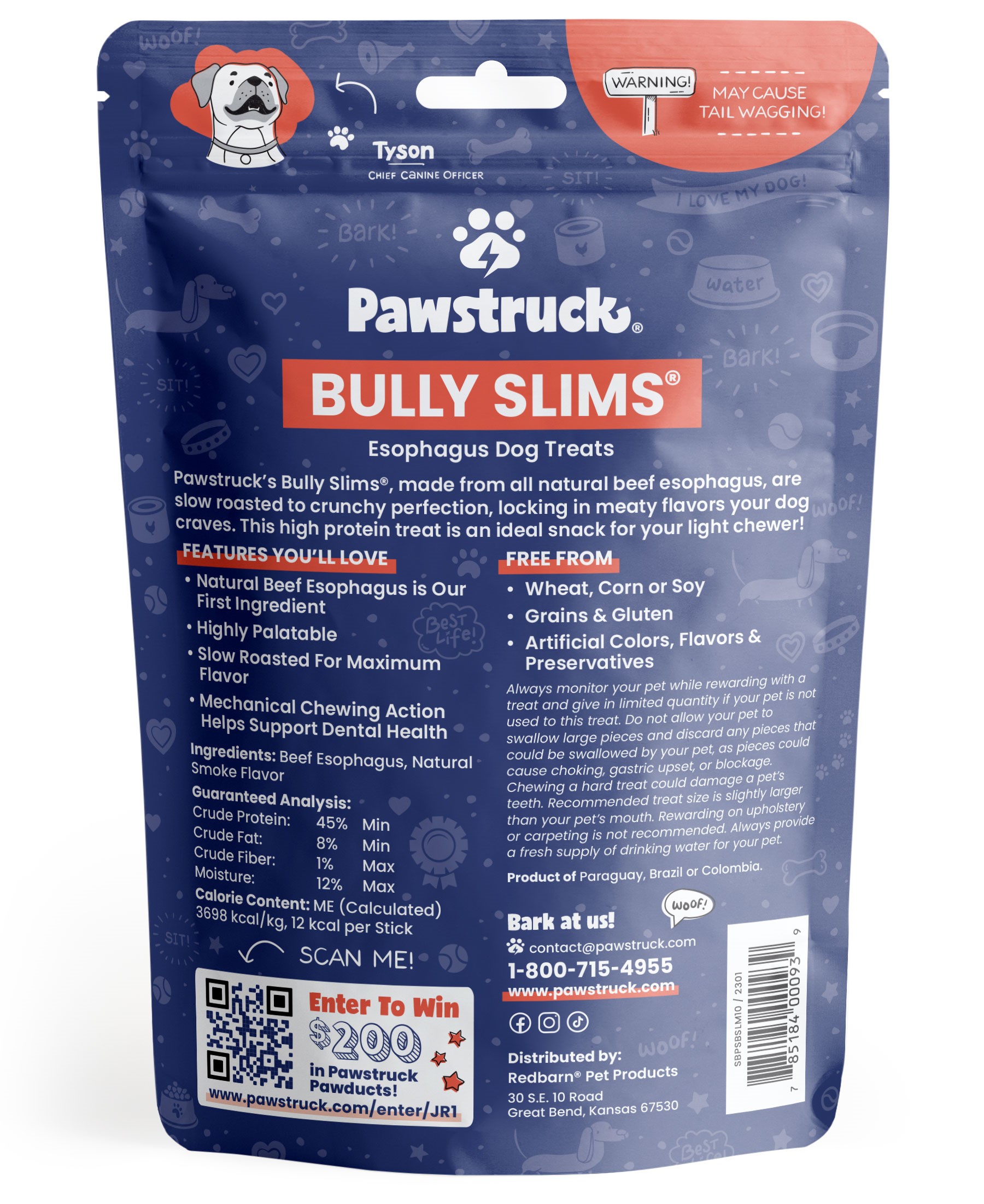 Pawstruck Natural Beef Bully Slims Gullet Chew Sticks photo 2