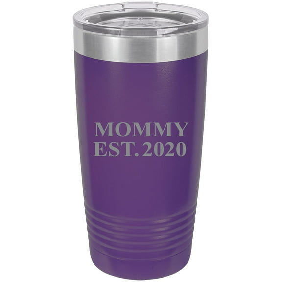Mommy Established EST. 2020 Stainless Steel Engraved Insulated Tumbler 20 Oz Travel Coffee Mug, Purple