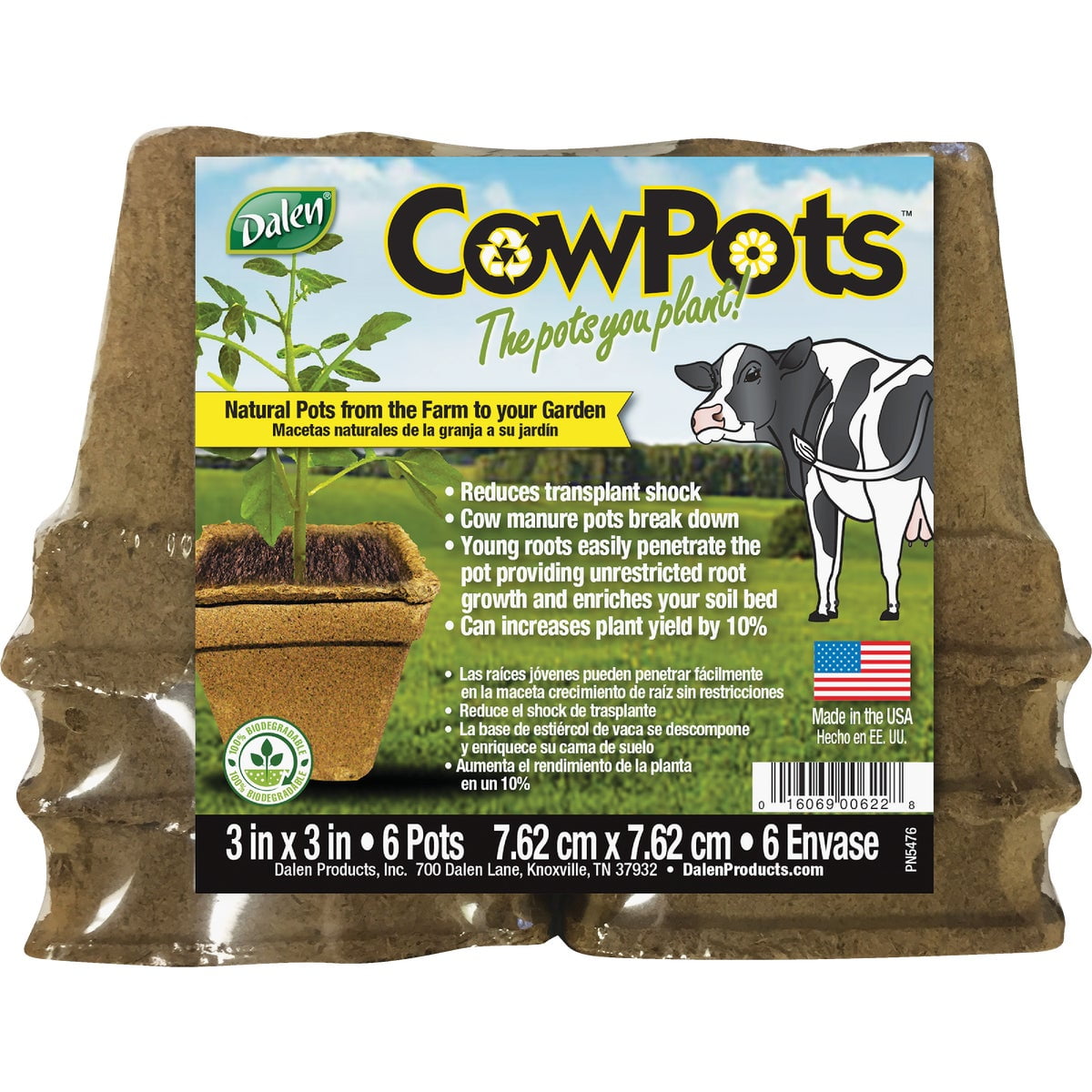 Biodegradable CowPots 5" Inch Square Loose 20 Pots /Case 