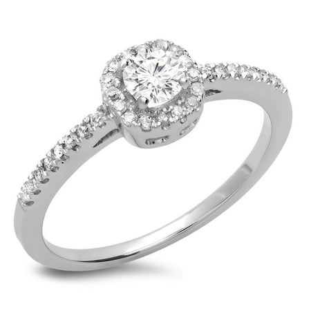 Dazzlingrock Collection 0.45 Carat (ctw) 14K Round Cut Diamond Ladies Halo Bridal Engagement Ring 1/2 CT, White Gold, Size 8.5