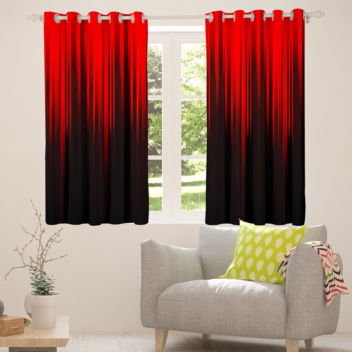 Red Black Blackout Curtains Stripes Lines Abstract Gradient Curtains & Drapes,Vintage Ombre Art Striped Geometry Window Curtains,Modern Stripe Geometric Curtains 42"Wx84"L