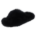 thumbnail image 2 of Zapatillas Calientes Zapatillas de felpa acogedoras con punta abierta para mujer, suministros para el hogar de espuma viscoelástica (negro 39), 2 of 9