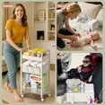 thumbnail image 5 of Baby Diaper Caddy Organizer and Storage,2In1 Baby Cart Organizer-Baby Diaper Caddy+3 Tier Rolling Cart for Baby Nursery,Baby Bedside Cart,Easy Assembly,Beige, 5 of 14