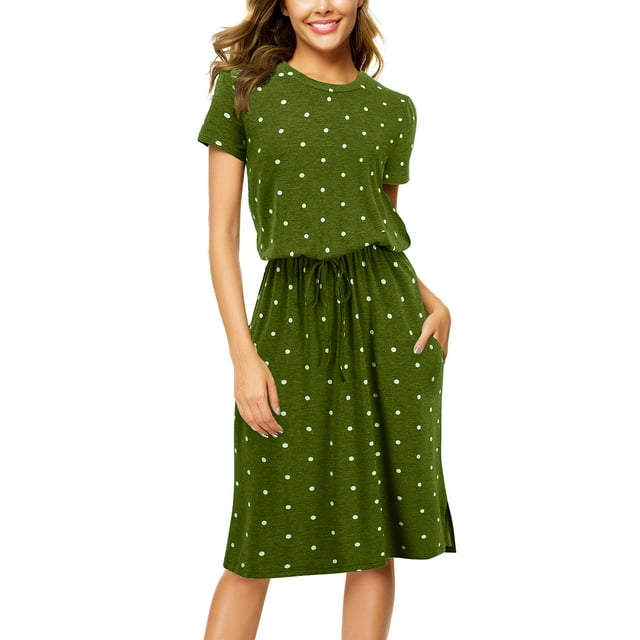 Fankiway Robe Décontractée à Manches Courtes Imprimée pour Femmes, Col Rond, avec Poches, Grande Taille, pour Femmes Rondes, Printemps 6279