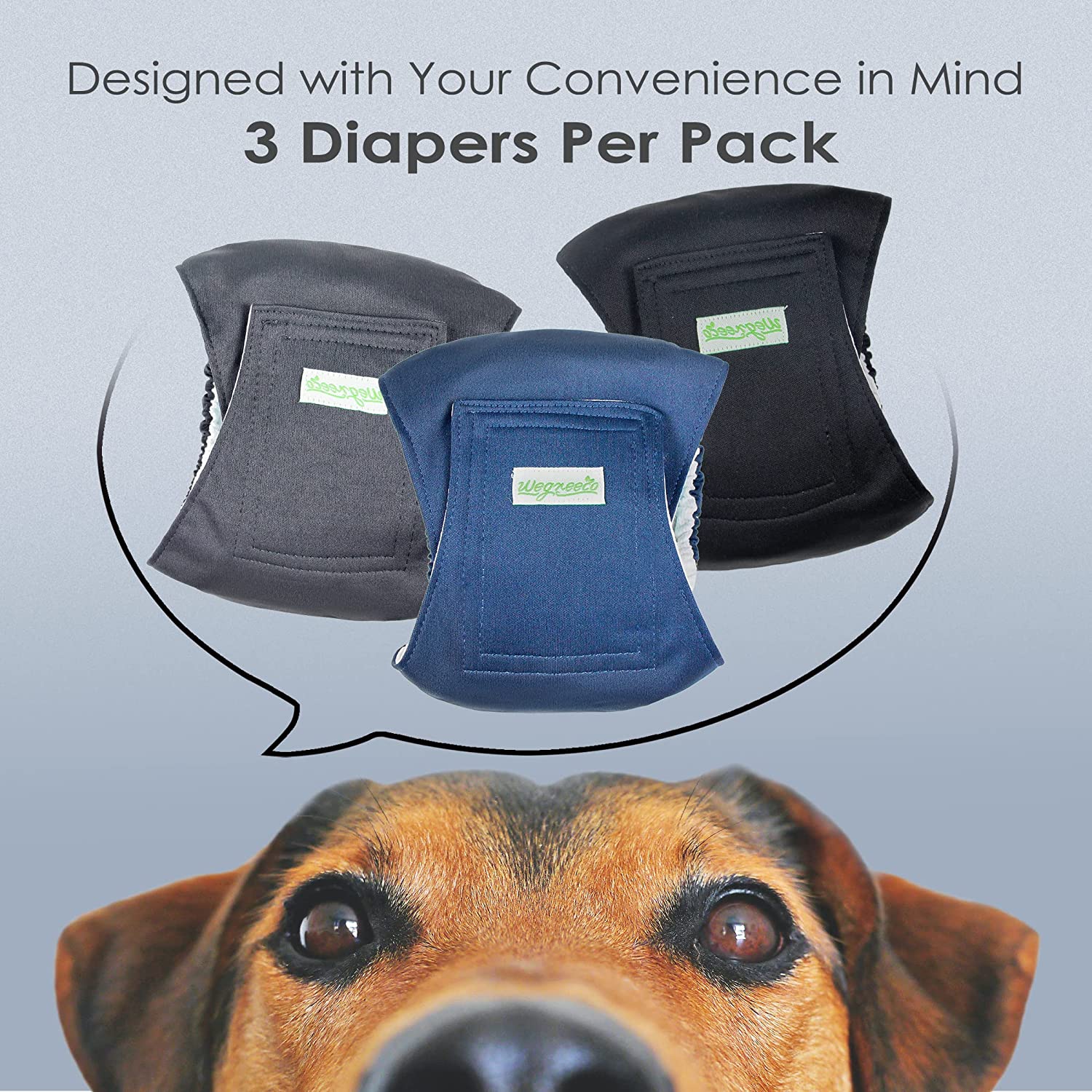 Washable Male Dog Belly Band - Pack of 3 - Washable Male Dog Belly Wrap, Small Doggie Dog Diapers Male for Doggy Puppy (Black, Charcoal, Navy, Small)
