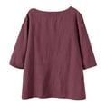 thumbnail image 5 of Cqxid525 Basic Tee Fall Tops Women's 3/4 Sleeve Cotton Linen Blouses Top T Shirt, 5 of 5