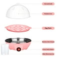 thumbnail image 5 of DISEN Rapid Egg Cooker Electric for Hard Boiled, Poached, Scrambled Eggs, Omelets, Steamed Vegetables, Seafood, Dumplings, 7 capacity, with Auto Shut Off Feature,Pink, 5 of 7