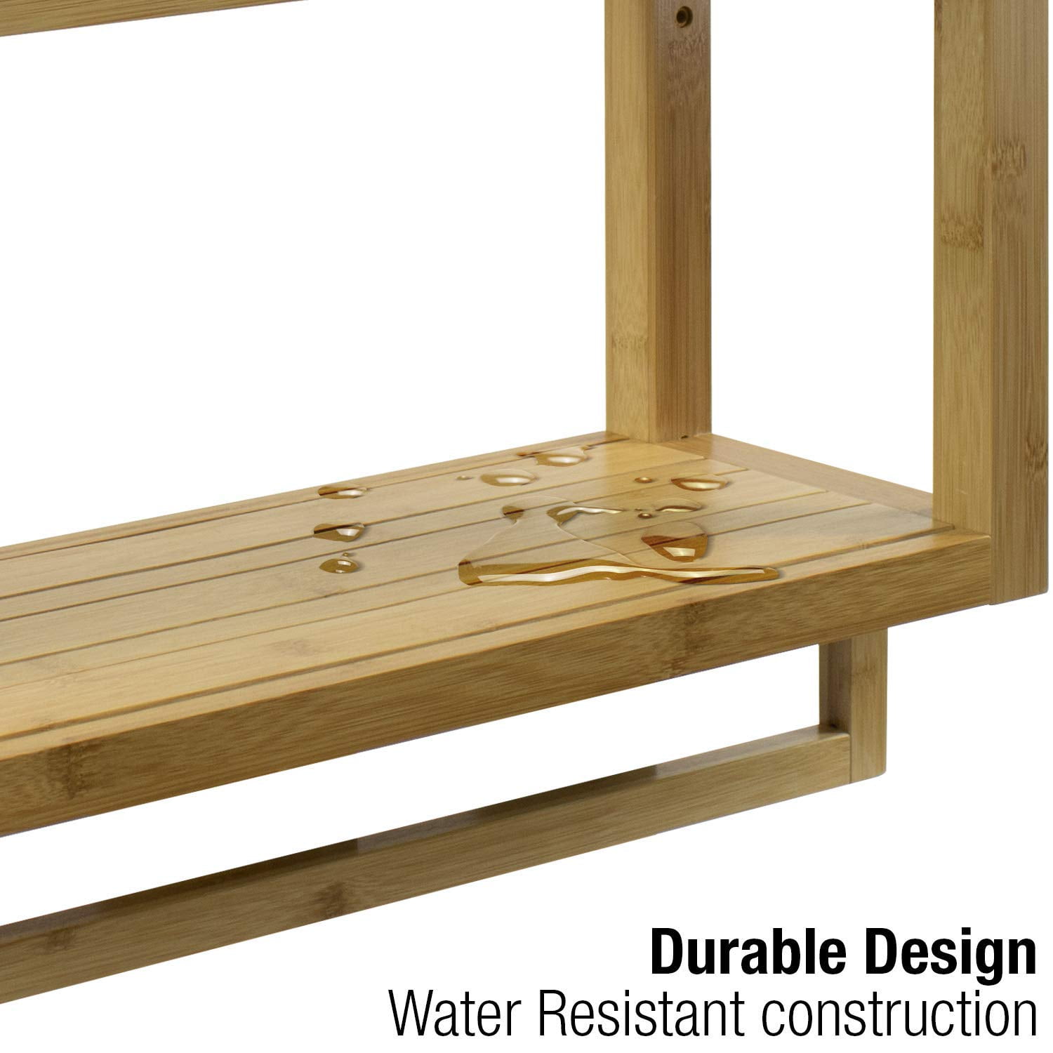 Sorbus Bamboo Finish Bathroom Wooden 3-Tier Wall Mounted Organizer Width 8.25-inch Towel Rack Holder
