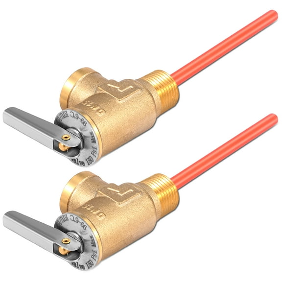 2Pcs 1/2" NPT or 3/4" NPT RV Temperature and Pressure Relief Valve Brass RV Water Heater Temperature and Pressure Relief Valve for Hot Water Heater Tanks
