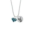 thumbnail image 2 of Delight Jewelry Silvertone Hot Blue Cheetah Print Heart Silvertone Script Initial Disc - Y - Charm Necklace, 20"+3", 2 of 4