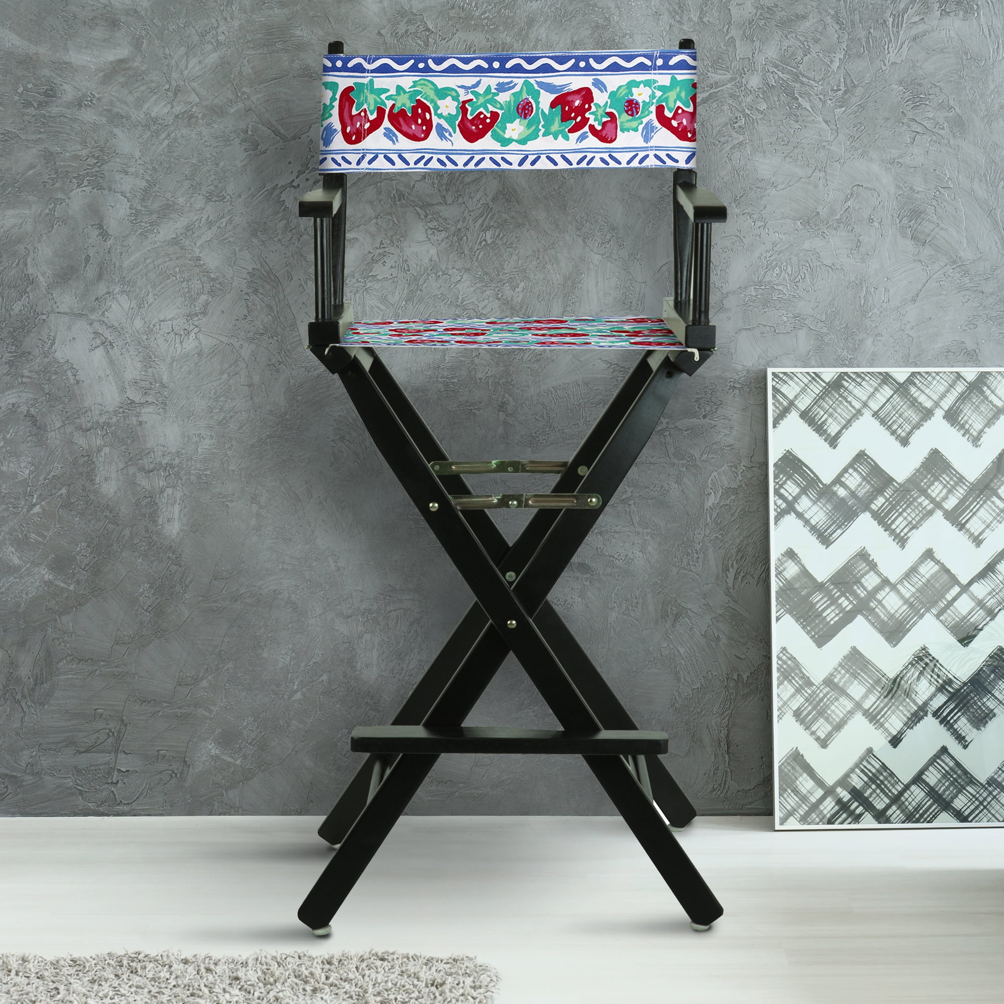 30" Director's Chair Black Frame-Strawberry Park
