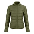 thumbnail image 6 of Smsaxvxz Women's Puffer Jacket Casual Quilted Packable Lightweight Zip Up Coats Long Sleeve Windproof Winter Warm Outerwear Army Green L, 6 of 6
