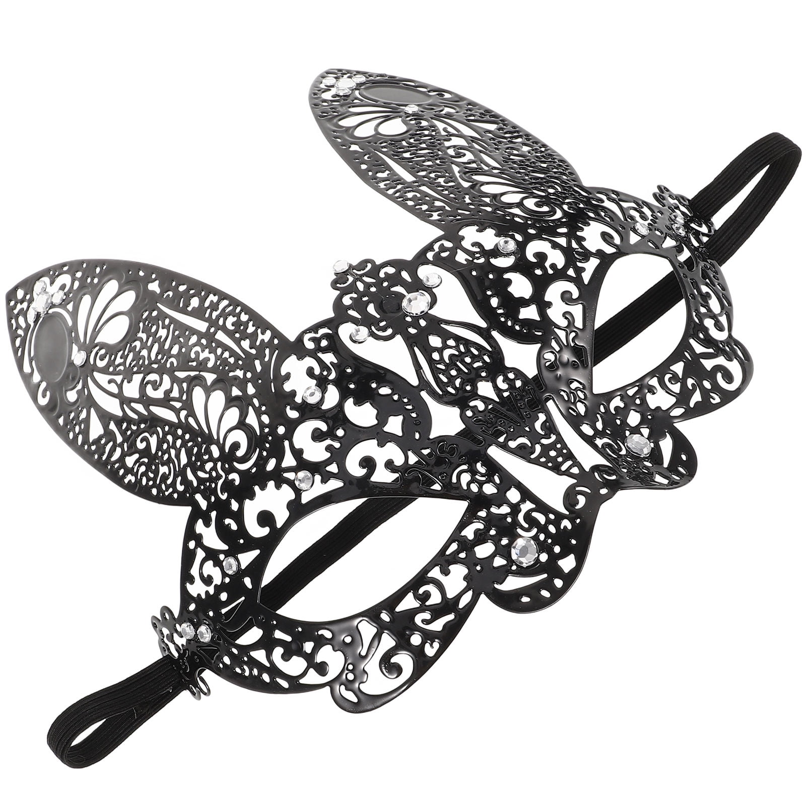 NUOLUX Black Rhinestone Mask Lightweight Venetian Masquerade Ball Mask with Comfortable