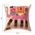 thumbnail image 3 of Stylo Culture Indian Couch Throw Pillow Covers 16x16 Applique Patchwork Baby Pink Bohemian 40 x 40 cm Bedroom Cotton Elephant Square Cushion Covers | Set Of 2, 3 of 4
