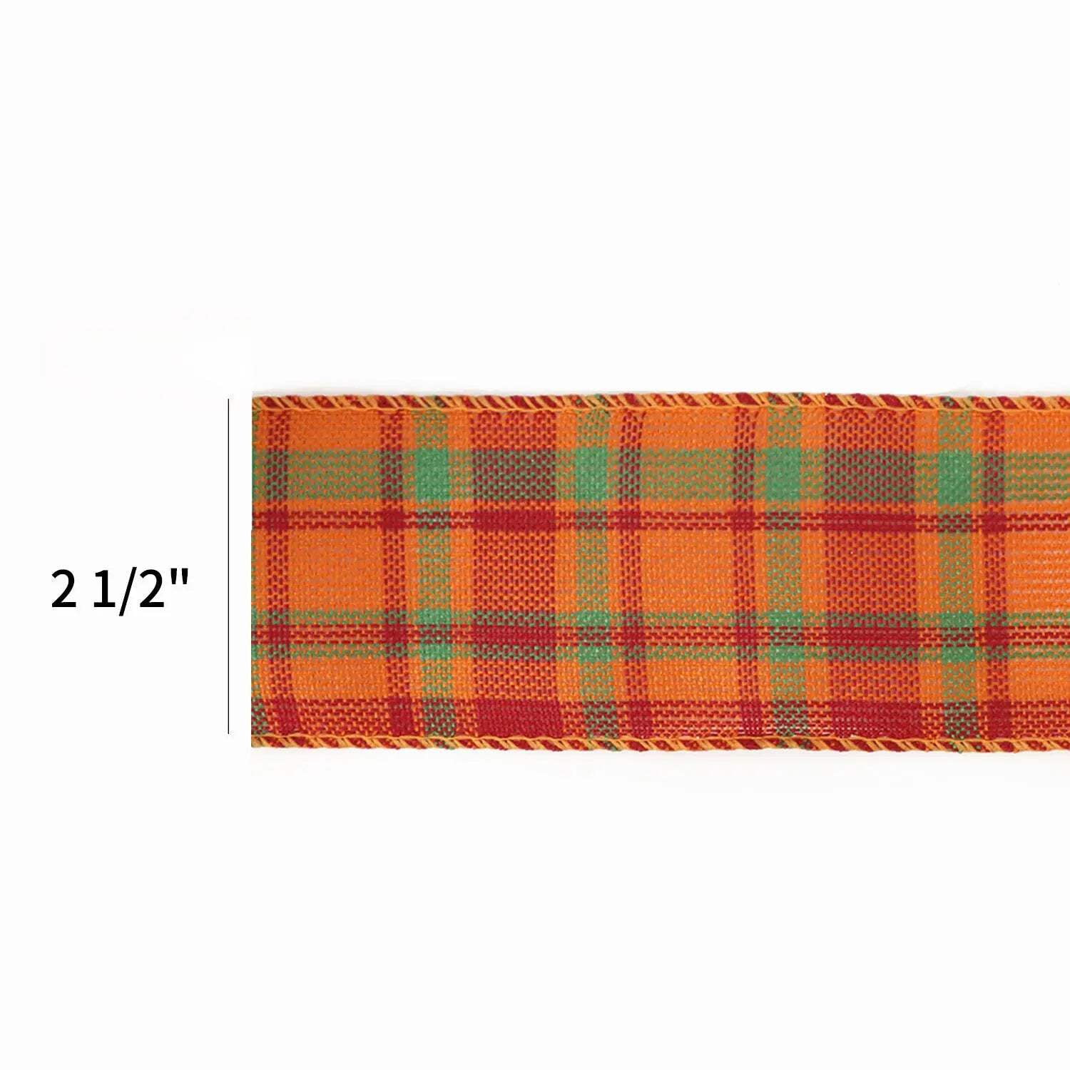 LaRibbons 2 1/2" Wired Ribbon, "Harvest Plaid" Rust/Multi, 10 Yard Roll