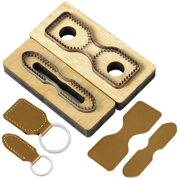 2 Pcs Leather cutting mold with wooden base for handmade DIY crafts