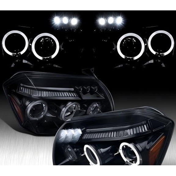 Fit 2005-2007 Dodge Magnum Black/Smoke LED Halo Projector Headlights Lamps 05-07