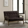thumbnail image 5 of Uptown Modern Iven Wood Arm Love Seat in PU Faux Leather Dark Brown, 5 of 5