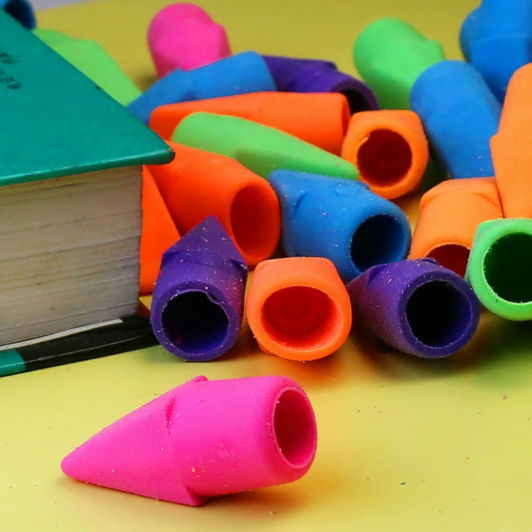 50/100pcs Erasers Pencil Top Caps Chisel Shape Eraser Student Supplies Stationery Pencil Erasers