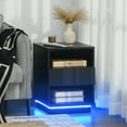 thumbnail image 2 of HOMCOM Bedside Table, Nightstand w/ LED Lights, Drawer, Shelves, Remote, 2 of 10