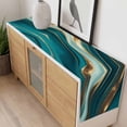 thumbnail image 4 of Teal Marble Table Runner 90 Inches Long Farmhouse Dress Scarves, Modern Abstract Gold Fluid Art Dining Tablerunner for Coffee Table/Kitchen Island/Party Décor, 13" x 90", 4 of 8