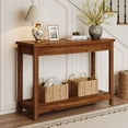 thumbnail image 2 of Finmind 41.3" Solid Wood Console Table, Farmhouse Entryway Table with Storage Shelf, Sofa Console Behind the Couch for Living Room, Hallway, Brown, 2 of 8