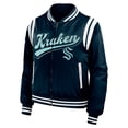 thumbnail image 2 of Women's WEAR by Erin Andrews  Deep Sea Blue Seattle Kraken Baller Full-Zip Bomber Jacket, 2 of 3
