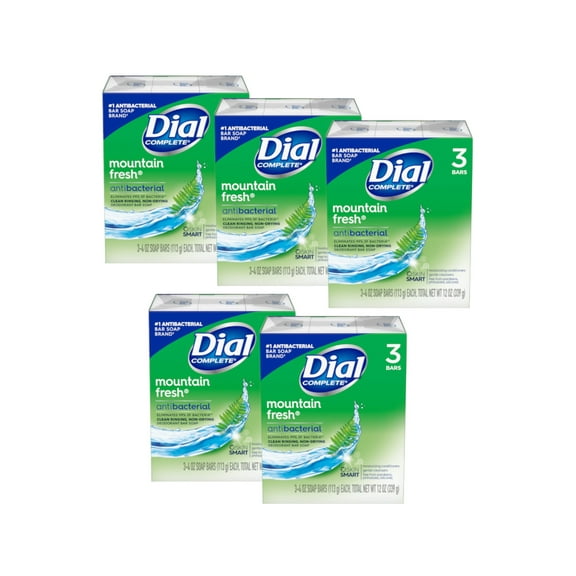 Dial Completee Mountain Fresh Antibacterial Soap 4oz. Bars, 3 Count - Pack of 5