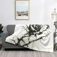 thumbnail image 3 of Vsdgher Black And White Rose Pattern Fleece Throw Blanket, Horizontal Fleece Bedding Home Decor for Couch & Bed All Season Use -60"x50", 3 of 7