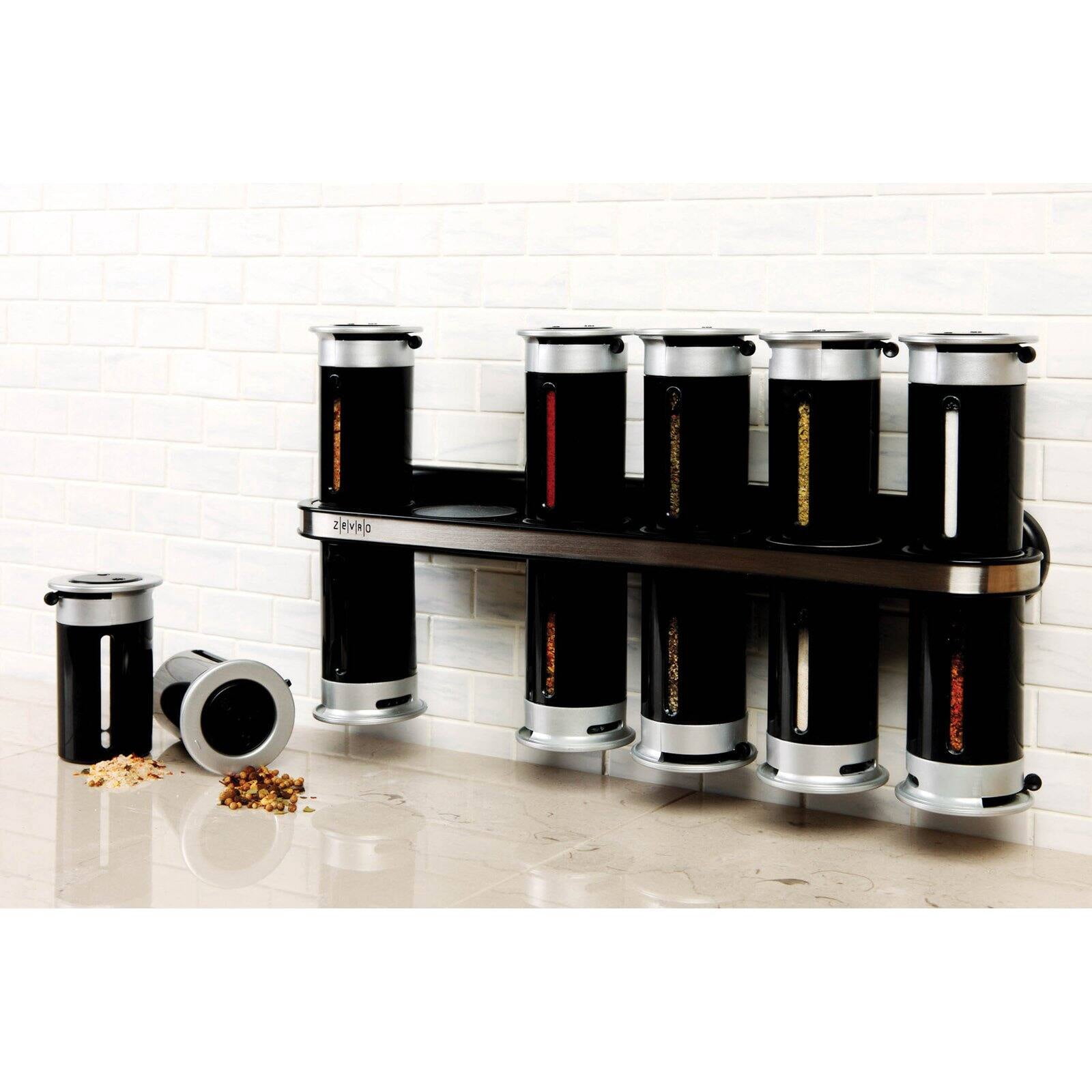 Zevro Zero Gravity Silver Magnetic Wall-Mounted Spice Rack - 12