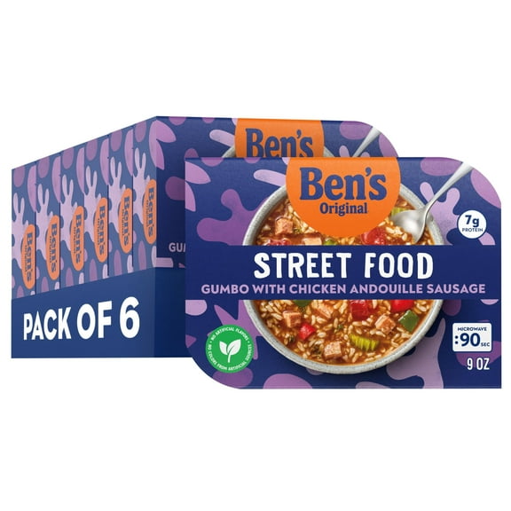 BEN'S ORIGINAL Street Food STF9 Gumbo with Chicken Andouille Sausage, Prepared Entrée, Microwave in 90 Seconds, 9 oz (Pack of 6)