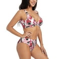 thumbnail image 2 of Kdxio Makeup Print Women's 2 Piece High Waisted Wrap Spaghetti Strap Summer Swimsuit Bikini Set-Large, 2 of 7