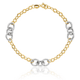 thumbnail image 5 of 14K Solid Two Tone Gold Link Chain Bracelet, 5 of 6