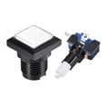thumbnail image 2 of Juego de botón pulsador 34x34 cuadrado 12V interruptor pulsador iluminado LED con microinterruptor para juegos de video de arcade blanco 5 piezas, 2 of 5