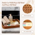 thumbnail image 5 of Grusce Rattan Tray with Mother of Pearl Inlay, 10.43 x 10.43 inch Handmade Wicker Fruit/Bread/Coffee Serving Basket, Decorative Wicker Basket for Party Picnic Table Kitchen Home Boho Decoration, 5 of 11