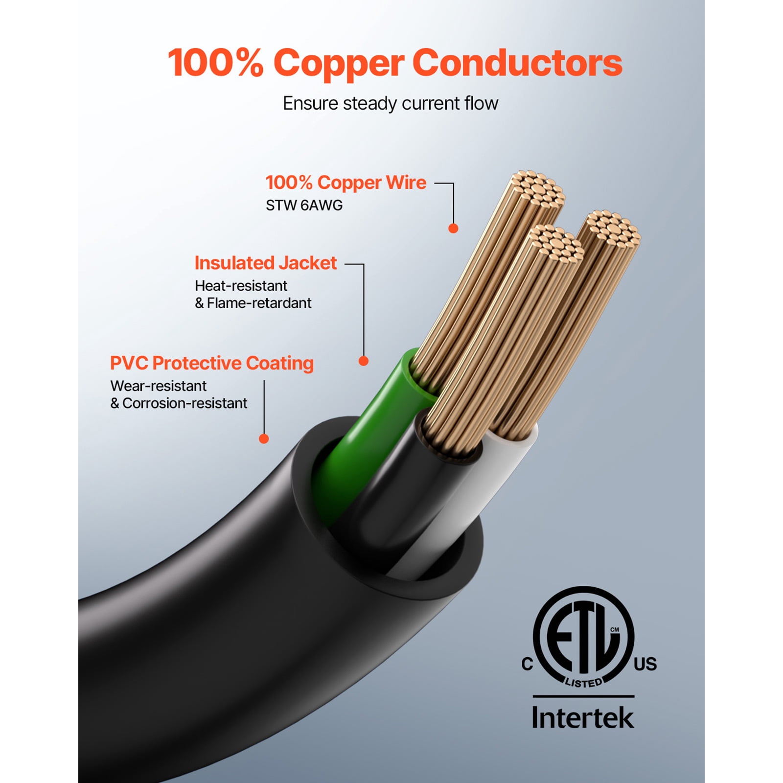 KFFKFF 50-Amp Energy Extension Line, 50 Feet, 250 Volts 12500 Watts Durable Power Cable, NEMA 6-50R NEMA 6-50P SWT 6AWG Versatile Welder Extension Cord, Comes with Storage Bag