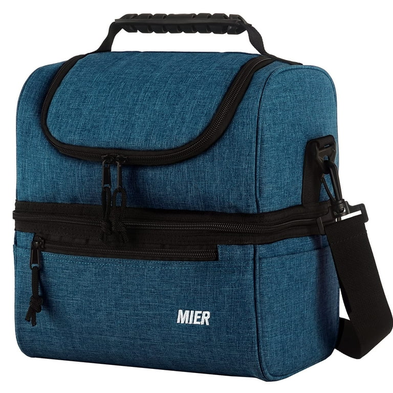MIER Adult Lunch Box Insulated Lunch Bag Large Cooler Tote, Black / Large