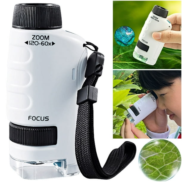 Microscopio mano compacto Ygjytge Aumento 60x-120x para niños y adultos