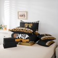 thumbnail image 6 of jejeloiu Kawaii Bowtie Ribbon 7 Pieces Bedding Comforter Set,Chic Leopard Print Full Bedding Set,Brown Black White Fitted Sheet Flat Sheet For Men Women,Breathable Home Decor Reversible, 6 of 8