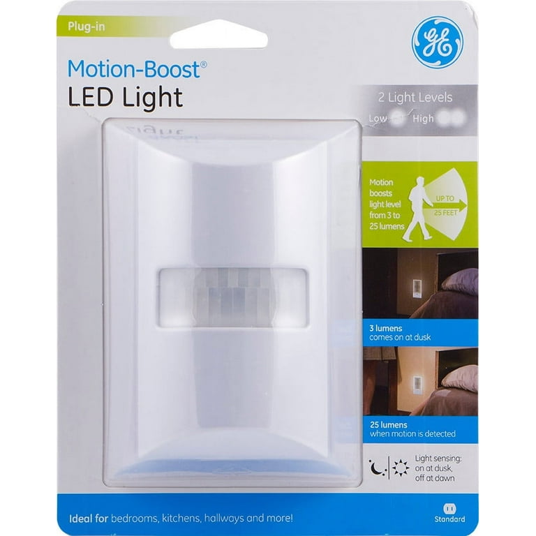 GE Motion Activated Soft White LED Night Lights, 2 Pack, Plug in, 3.63 in,  46632-P1