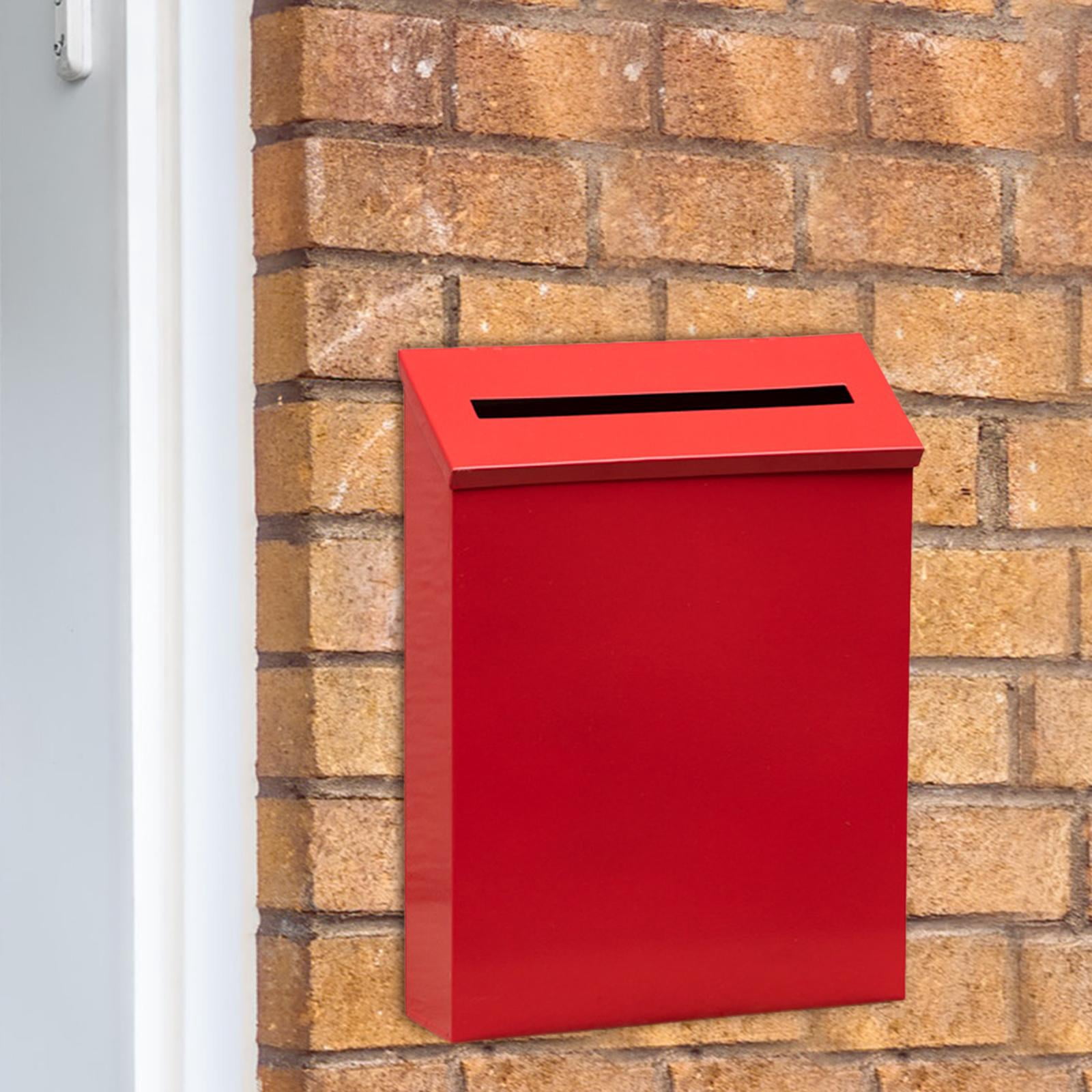 Wall Mount Mailbox Large Capacity Modern Newspaper Holder Box for Front Door Red