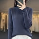 thumbnail image 2 of Camisa de encaje con cuello alto y media manga para mujer, suéter interior de estilo occidental a la moda para otoño e invierno, 2 of 6