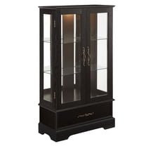 S-HOME Lighted Glass Curio Cabinet in Black with Adjustable Shelves and Built-in Drawer for Home Display