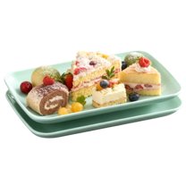 Bxaolu 8.2in Rectangular Serving Plates-Large Serving Platter Set Salad Plates - Big Serving Trays for Parties Meat, Sushi, Dinner Plate Oven Safe Dinnerware Set of 2, Green