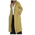thumbnail image 4 of Usmixi Trench Jacket for Women Winter Long Coat for Women Fall Loose Lightweight Cotton Linen Shirt Outwear Casual Solid Button Down Lapel Long Sleeve Pocket Windbreaker Jacket Weekly Deals, 4 of 7