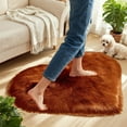 thumbnail image 2 of Heart Faux Fur Rug - Ultra Soft Fluffy Shag Carpet for Bedroom, Nursery, Dorm | Luxury Fake Fur Area Rug for Living Room & Bedside- 15.7" x 19.7" inch, Coffee Rug, 2 of 6