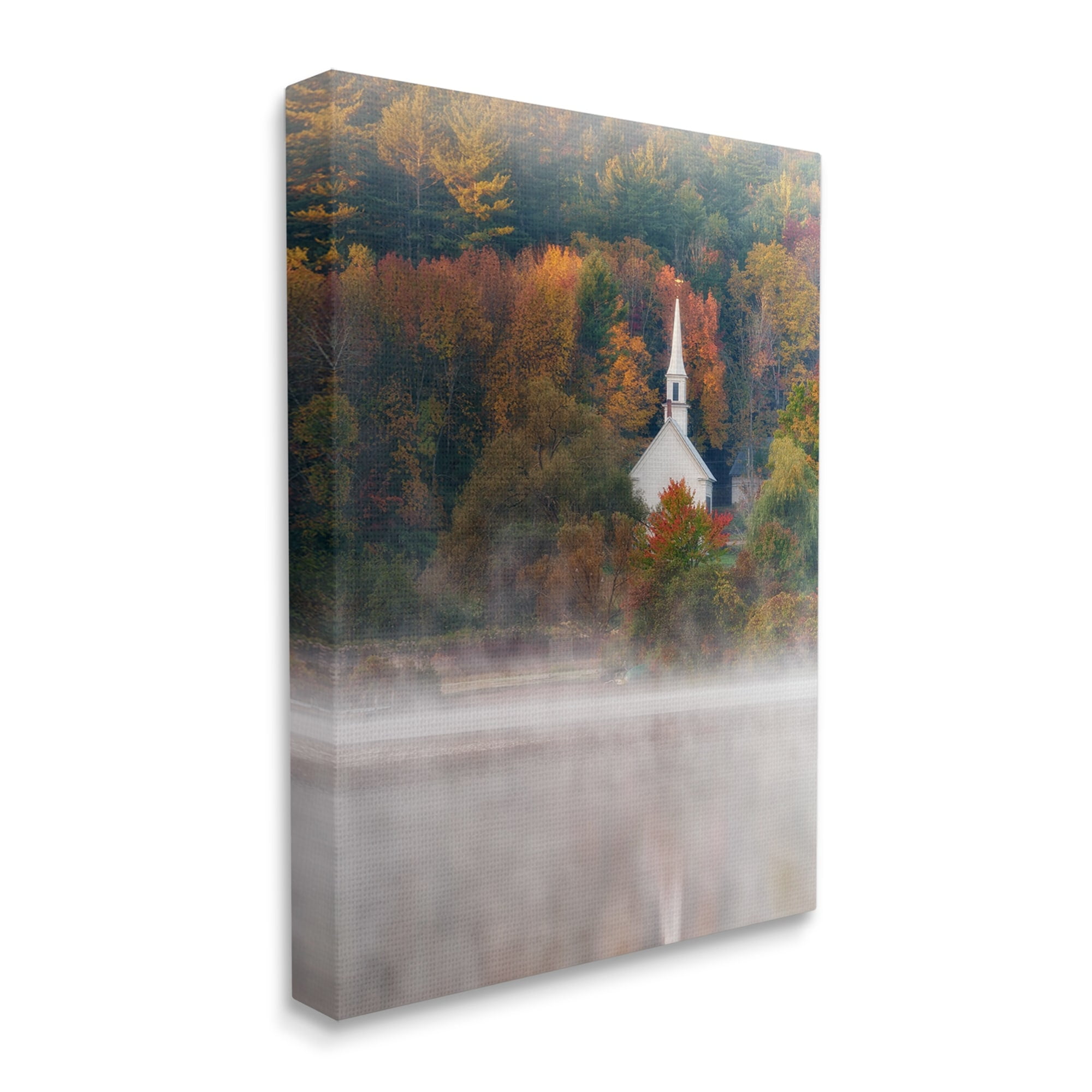Stupell Foggy Lake Autumn Foliage Scenery Landscape Photography Gallery Wrapped Canvas Print Wall Art